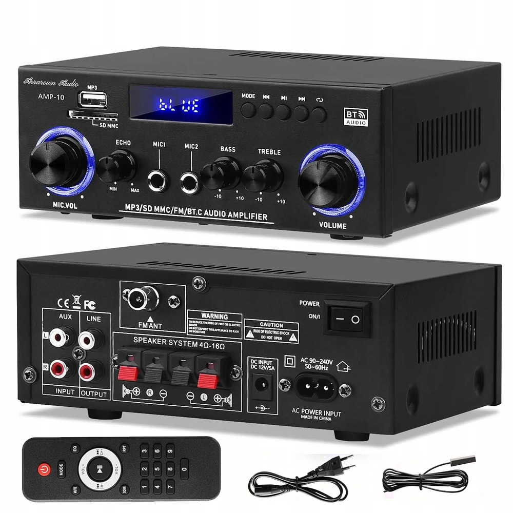 Výkonný Hifi Zesilovač Bluetooth 5.0 Stereo Fm Rádio 800W S Dálkovým Ovládáním AK-50