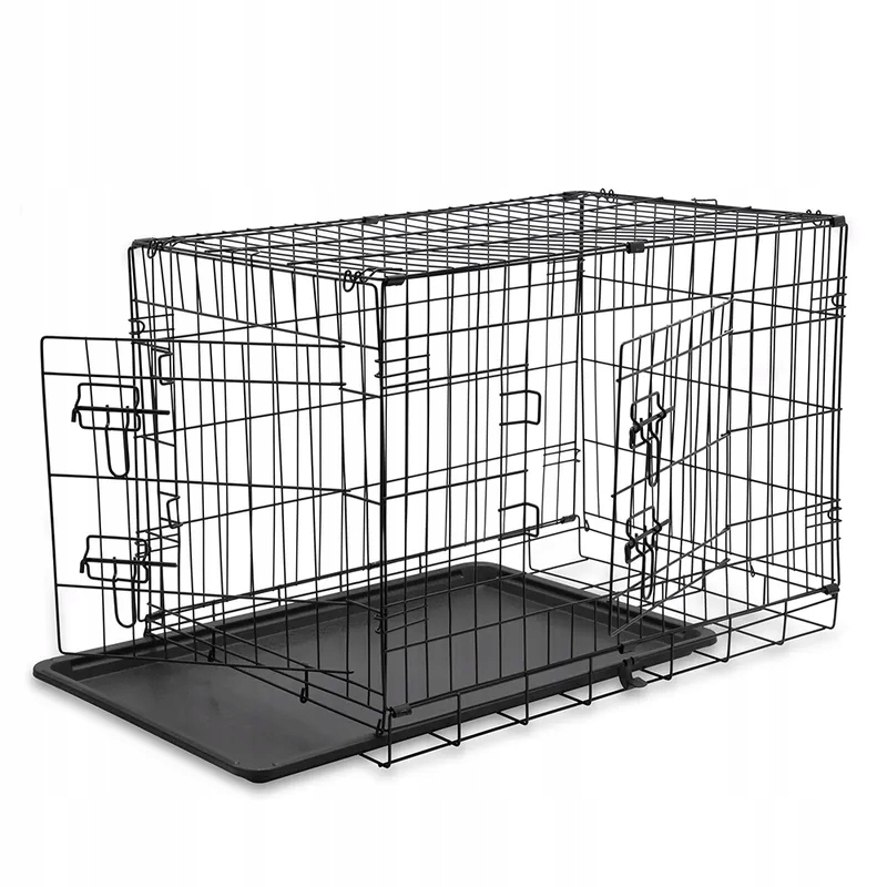Hafenbande Składana Metalowa Klatka do Pomieszczeń Twin Door M 77x48x55cm
