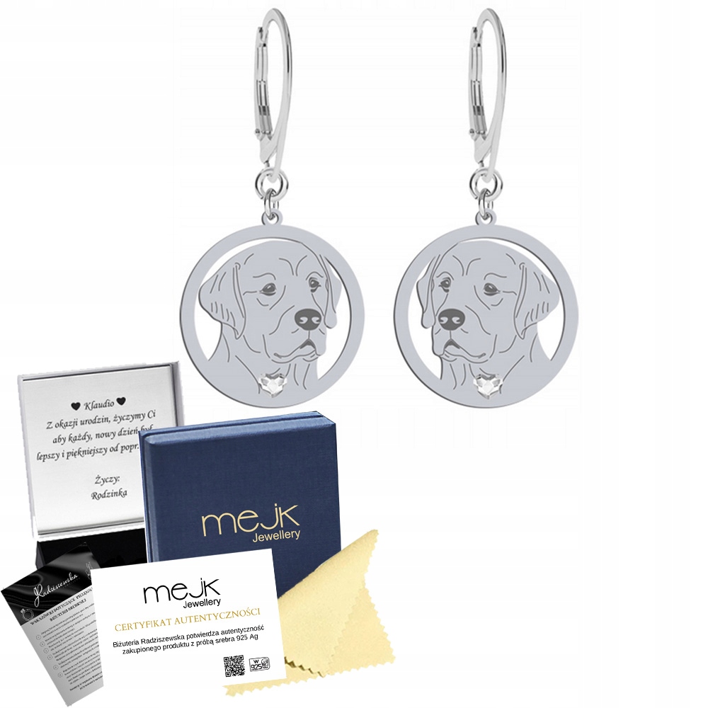 Stříbrné Náušnice se psem Zlatý retrívr 925 Šperky Dárek Gravírování