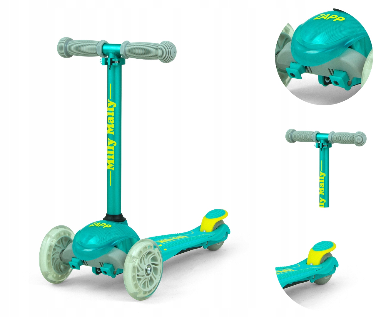 Hulajnoga Trójkołowa Dla Dzieci Scooter Kółka Led do 50KG Regulacja Hamulec