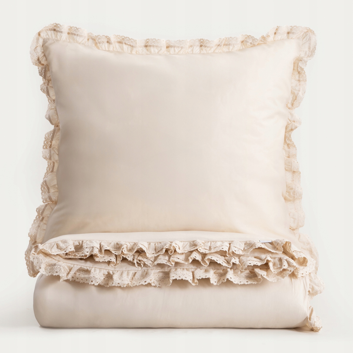 Pościel Moises bawełniana beżowa z koronką 160x200 cm Homla