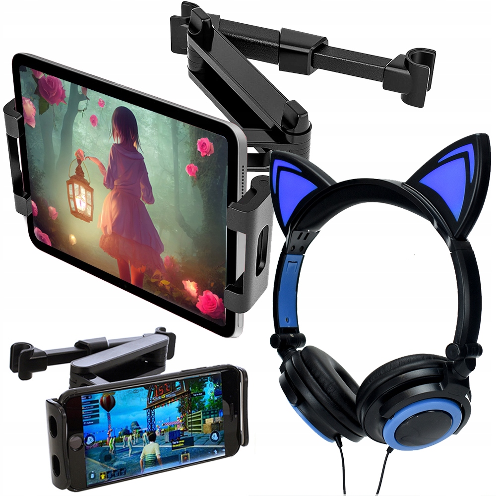 Uchwyt Do Tableta Na Zagłówek Fotela Podróżny Słuchawki Dla Dzieci