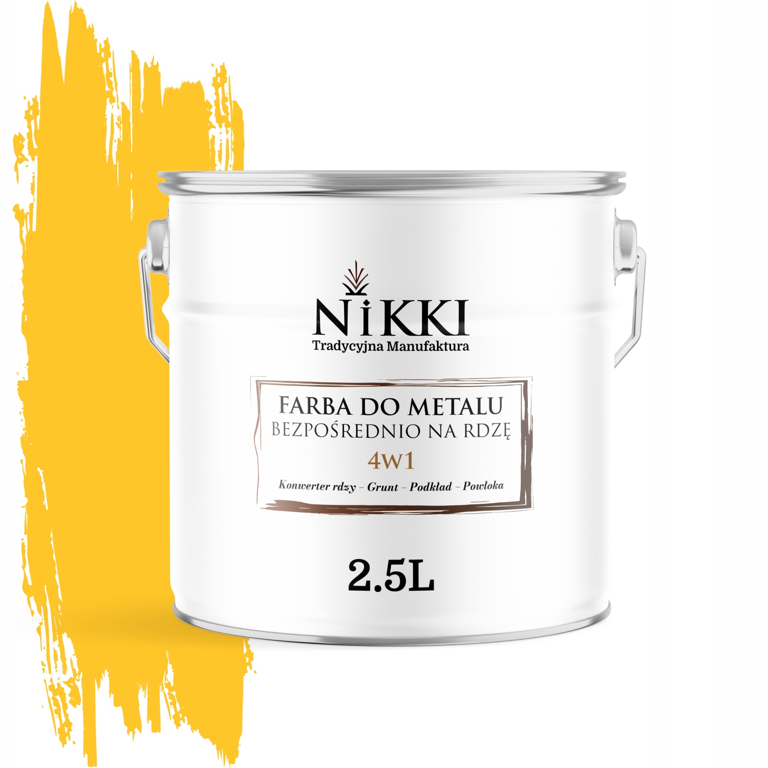 Farba Na Kov Priamo Na Hrdzu 4v1 Žltá Výstražná Ral 1023 Polomat 2,5L
