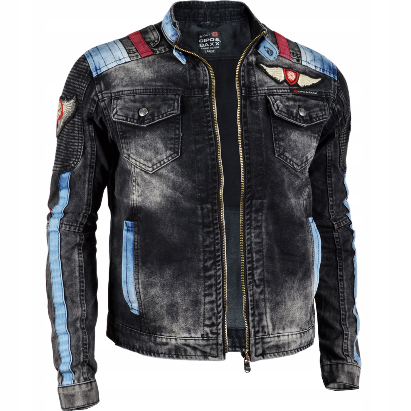 Katana Džínová bunda Jeans Cipo Baxx Přetíratelná Kontrast