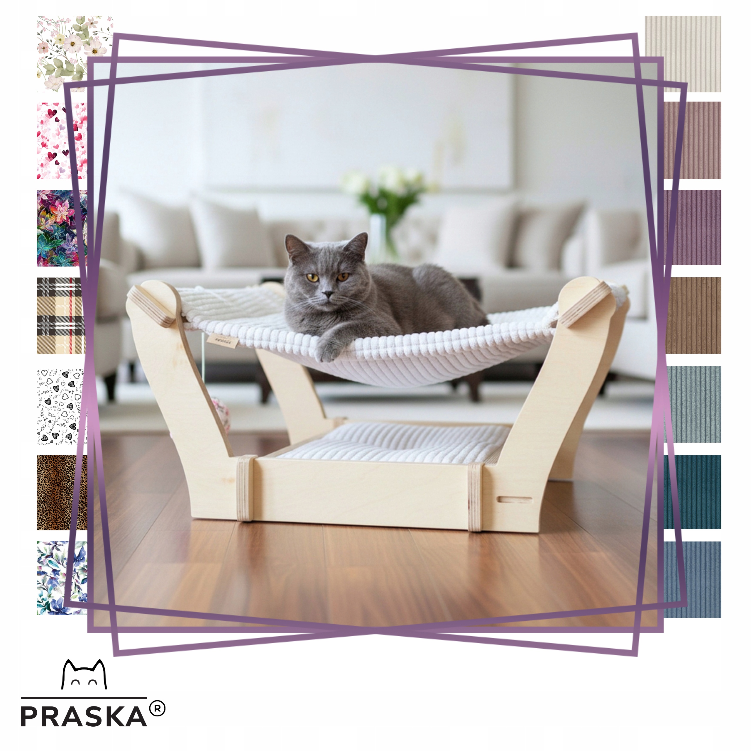 Levně Pražská Pelíšek pro kočky s houpací sítí 45x60 cm Obláček výběr barev Barva