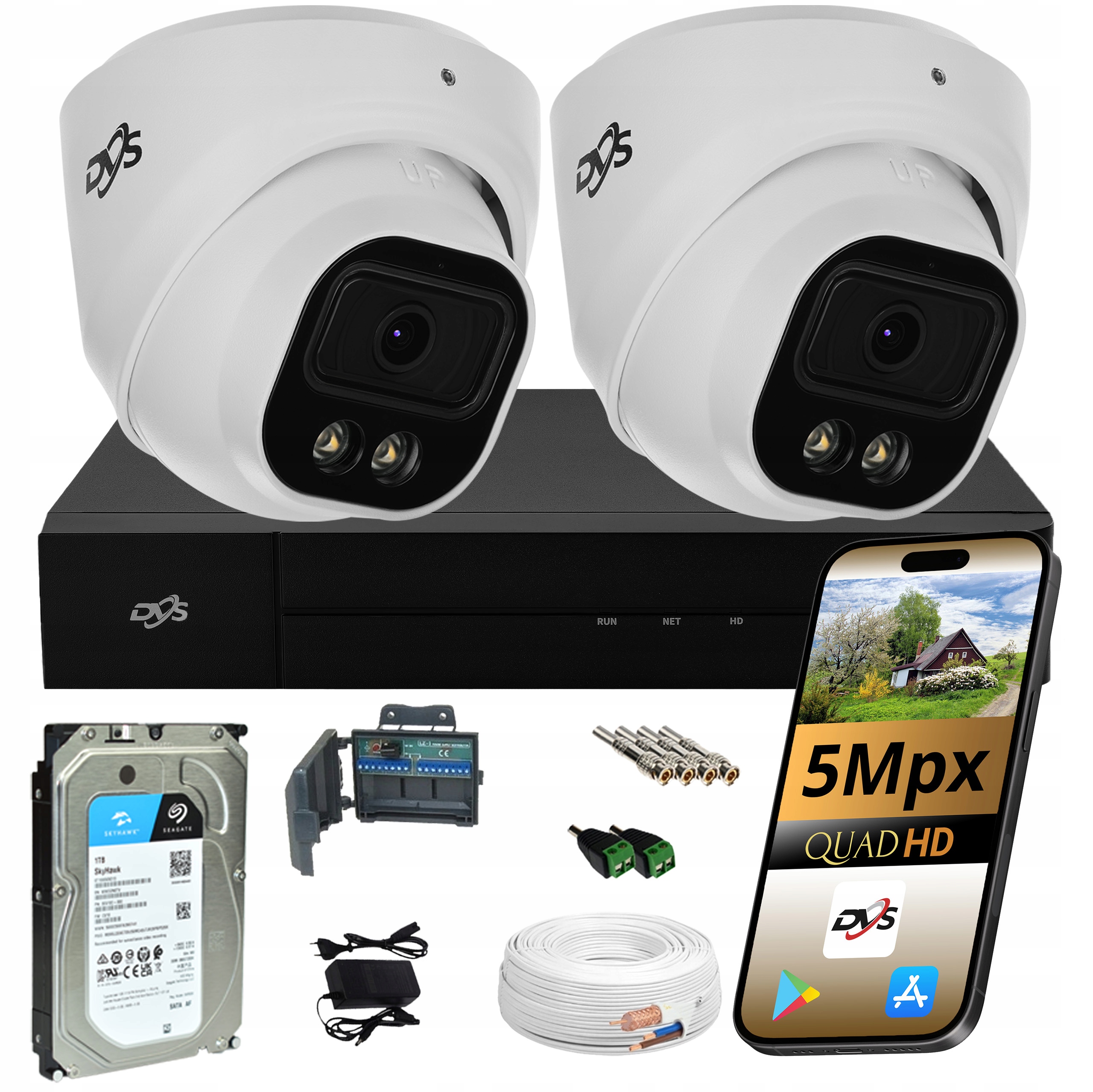 Sada 2 Venkovních Kamer Pro 5Mpx Monitorování Dvs Dual S 1TB Diskem