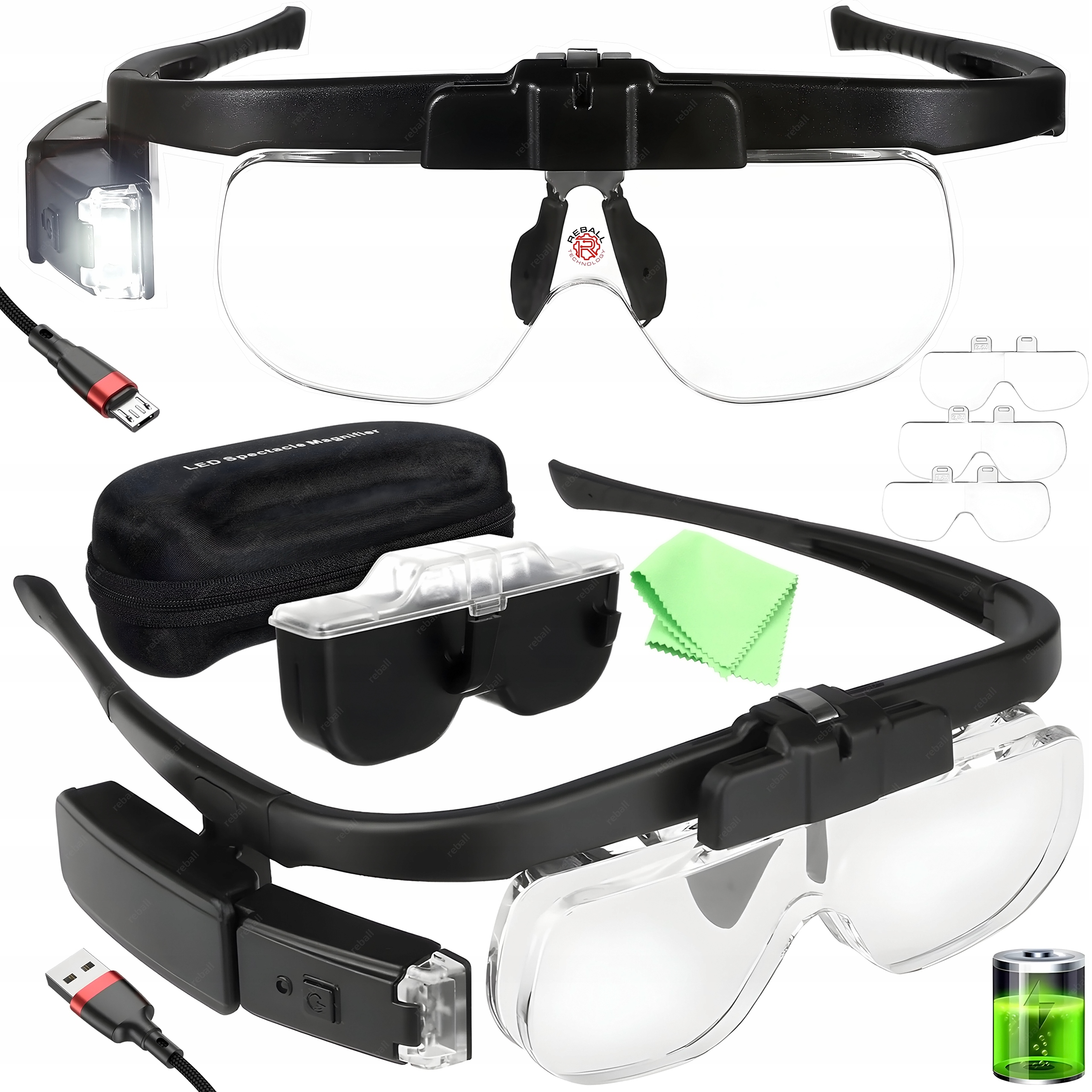 Zvětšovací Hodinářské Brýle Lupa 1,5x 4,5x Led Lampička Na Usb