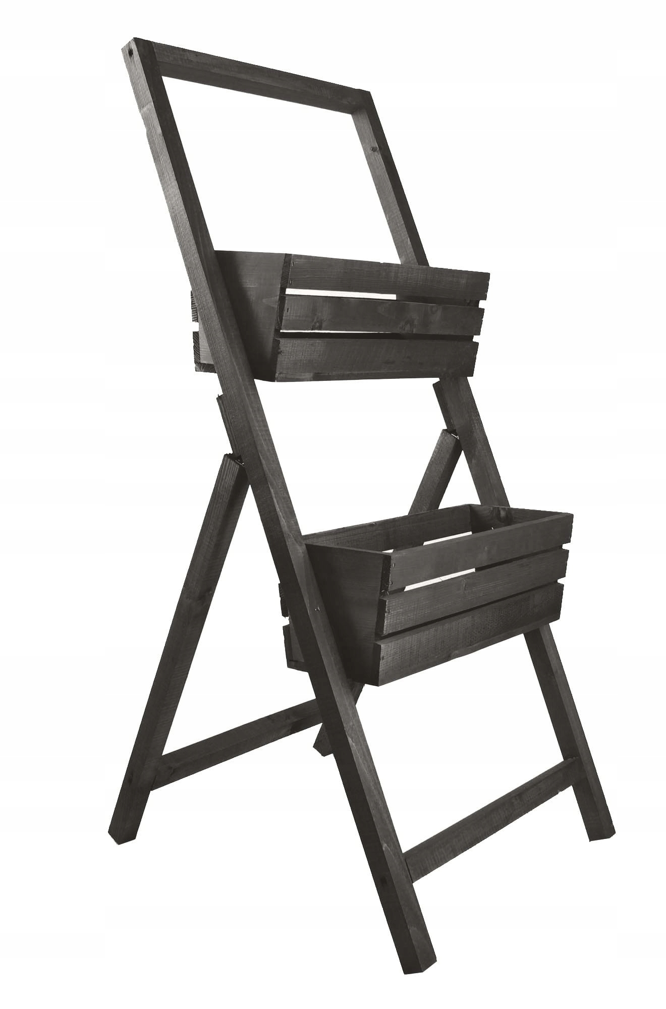 Dřevěný Záhon Stojan Na Dvě Balkonky Černý 46x58x105 cm