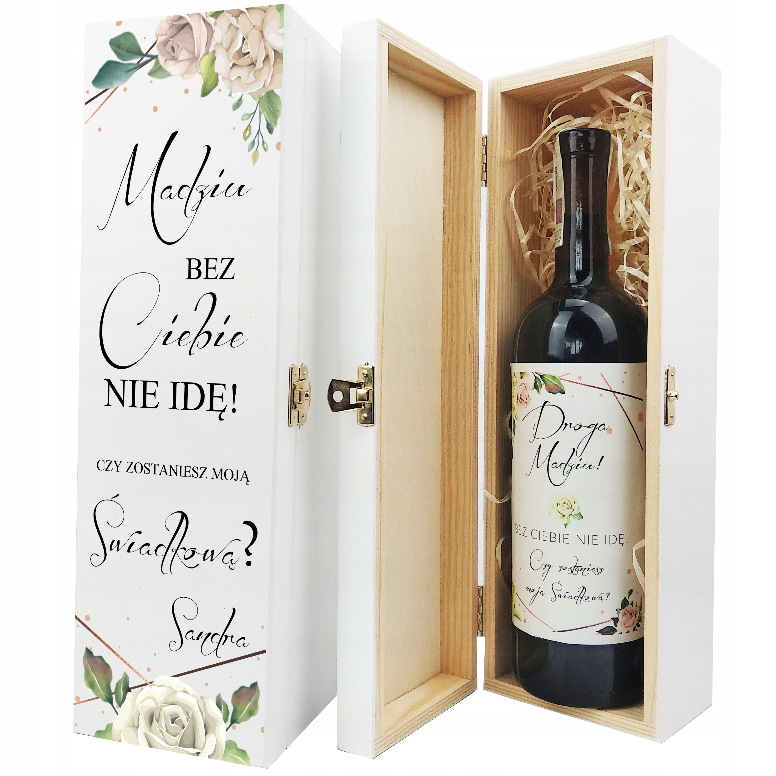 

Skrzynka Wino Etykieta Świadków Ślub Geometrycz Y3