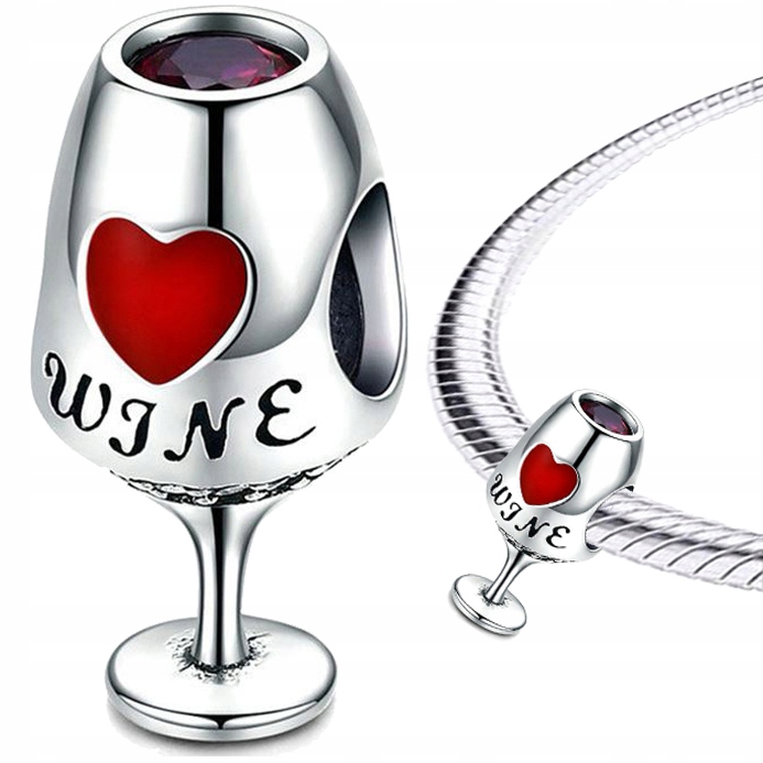 

Charms Wino srebro 925 serce koralik zawieszka