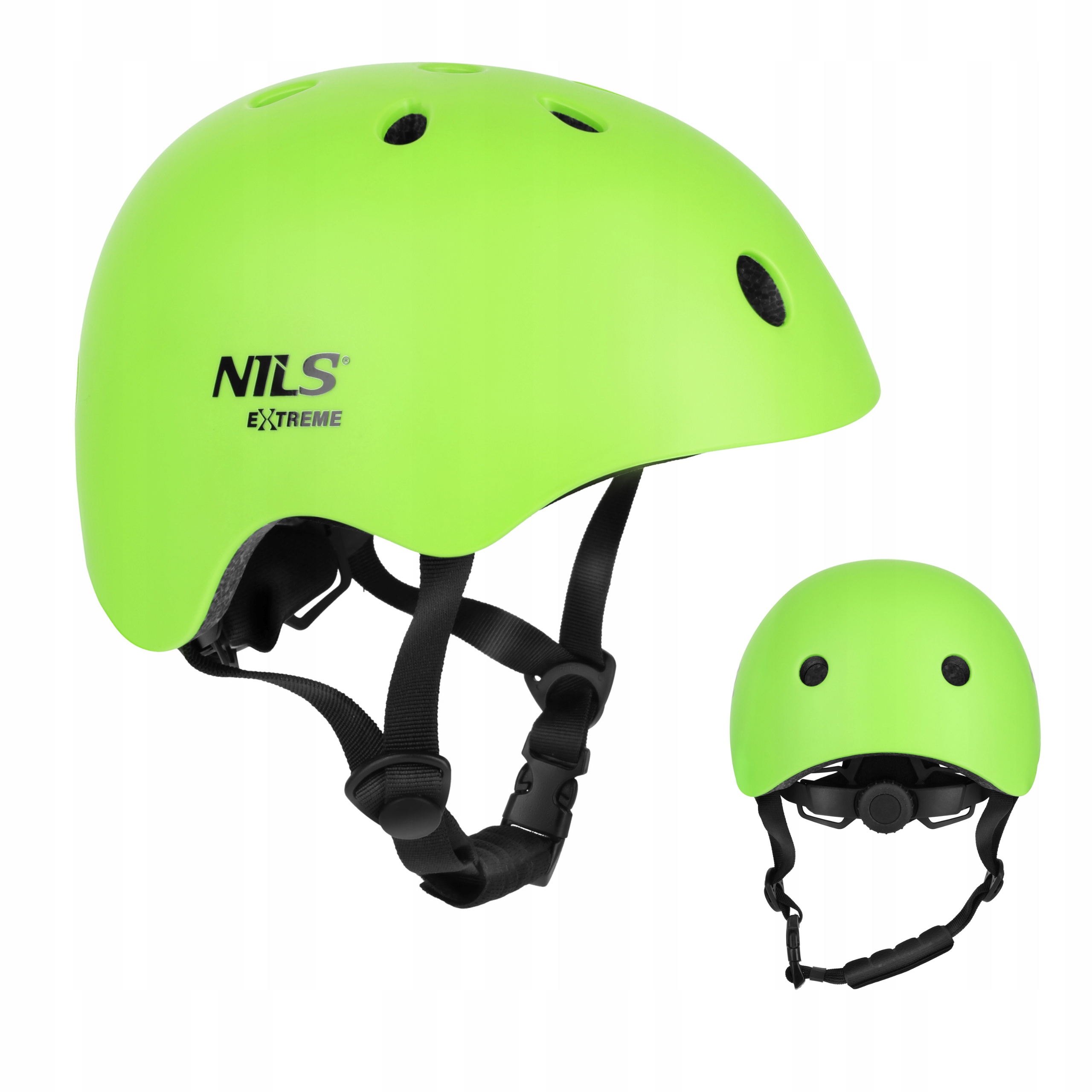 Kask Skate Nils Extreme Zielony Xs 48-52cm Regulowany Rower Deskorolka
