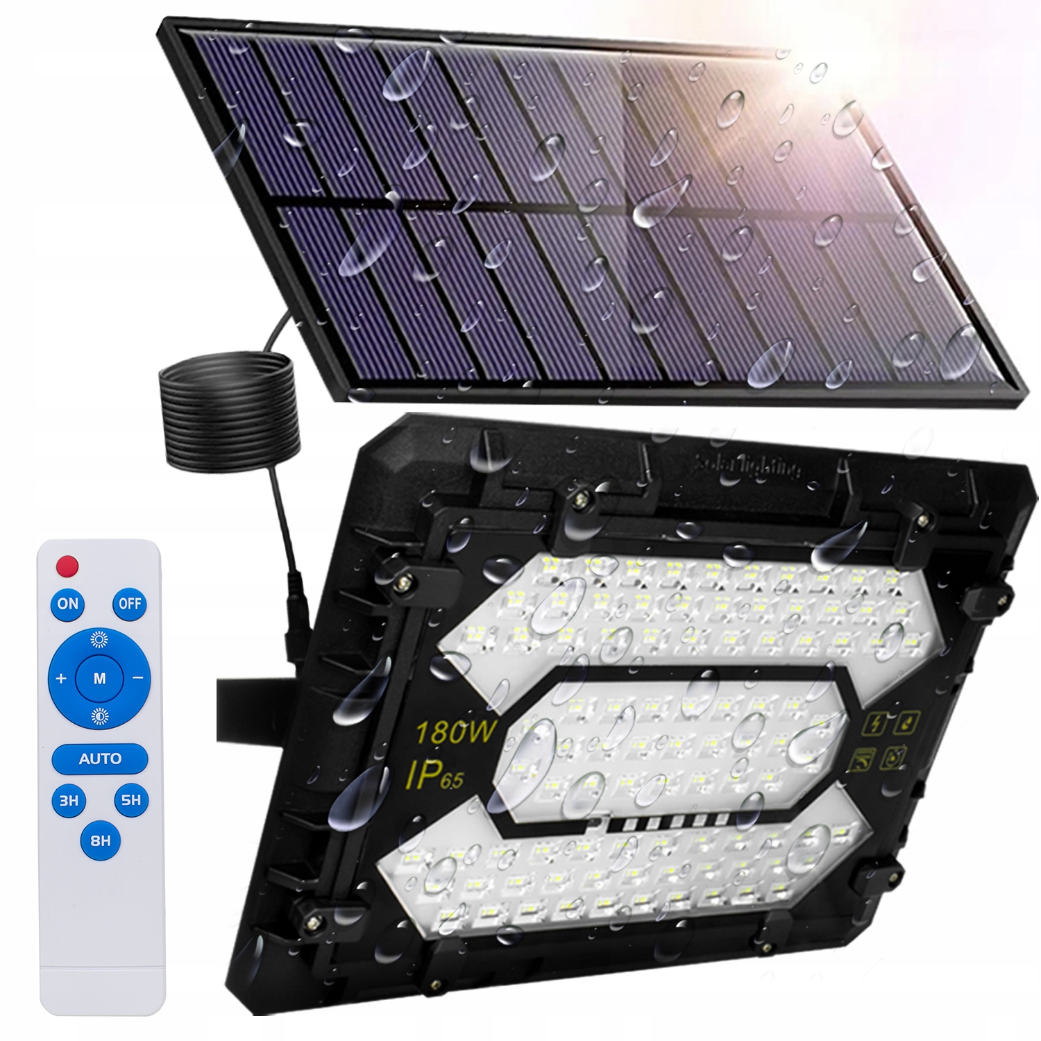 Extra Silná Solární Lampa Led 180W s osvětlením a solárním panelem dálkové ovládání