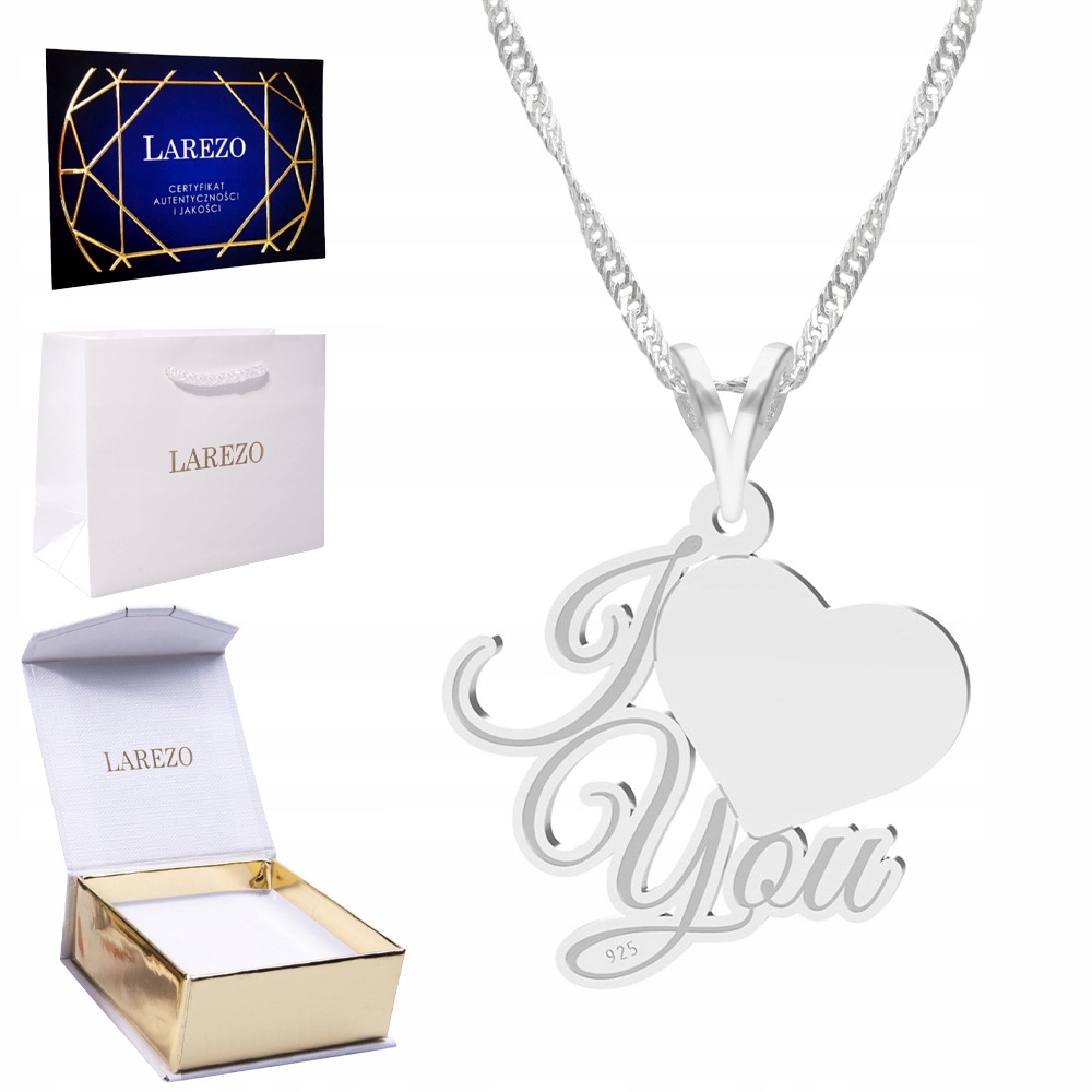 Stříbrný náhrdelník Řetízek I Love You Láska Srdce Miluji tě Stříbro 925