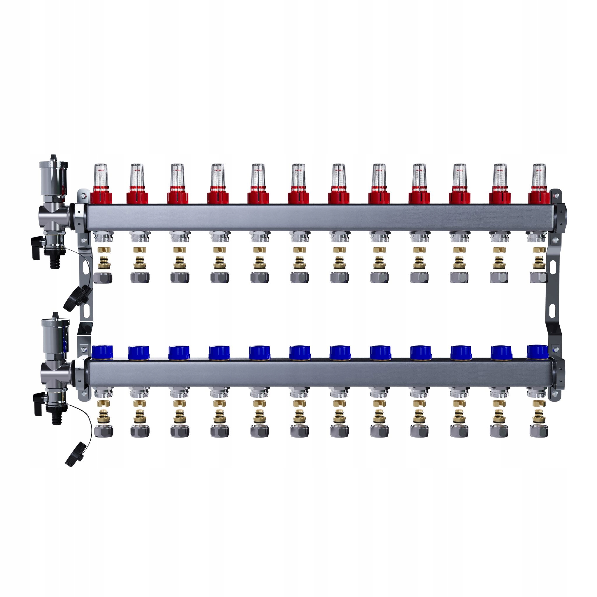 Rozdělovač na podlahu 12 cm, nerezový, pro podlahové vytápění+PEX