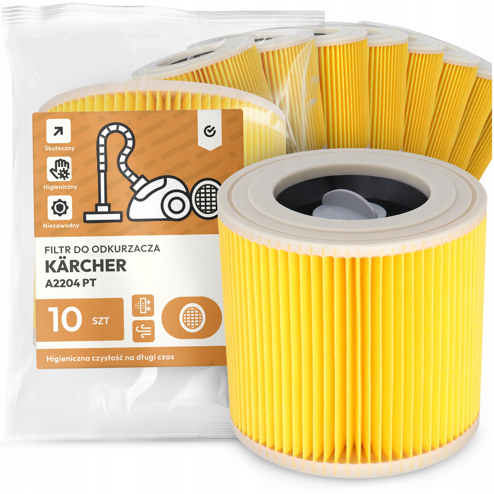 10 x Filtr Pro Vysavač Kärcher A2204 Pt Vzduch Výkonný Náhradník Em-w