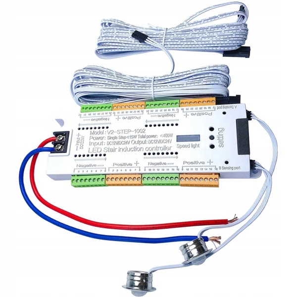Sterownik Schodowy 32 kanały 12-24V DC 400W 2x Czujka ruchu Pir