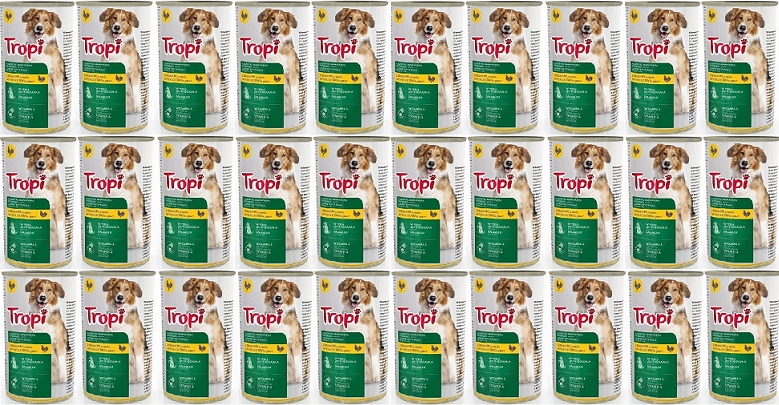 Levně Tropi vlhké krmivo pro psy s drůbeží v omáčce 415 g x 30 ks Drůbež pes