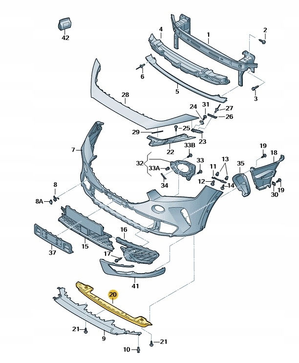 5F0805467 9B9 - ПЕРЕДНІЙ БАМПЕР ДЛЯ ГУБ CUPRA FORMENTOR ОРИГІНАЛ OE