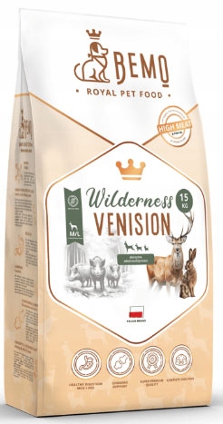 Bemo Wilderness Venision Dziczyzna 60 % mięsa Dzik Jeleń Zając M/L 15kg