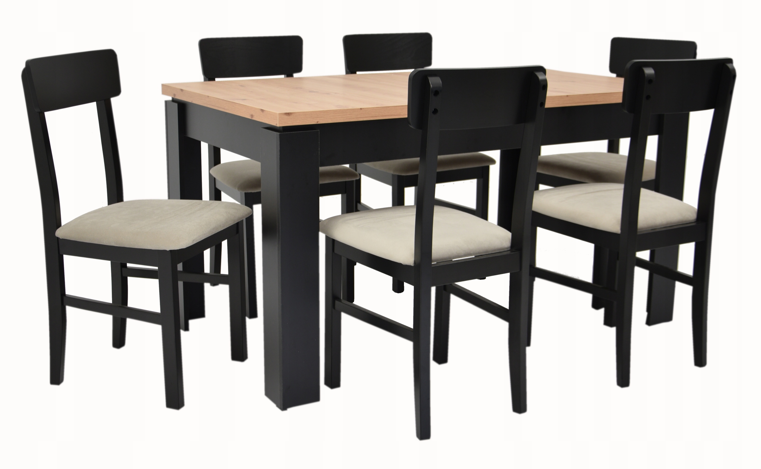 6 krzeseł PRL drewniane oparcie + rozkładany STÓŁ