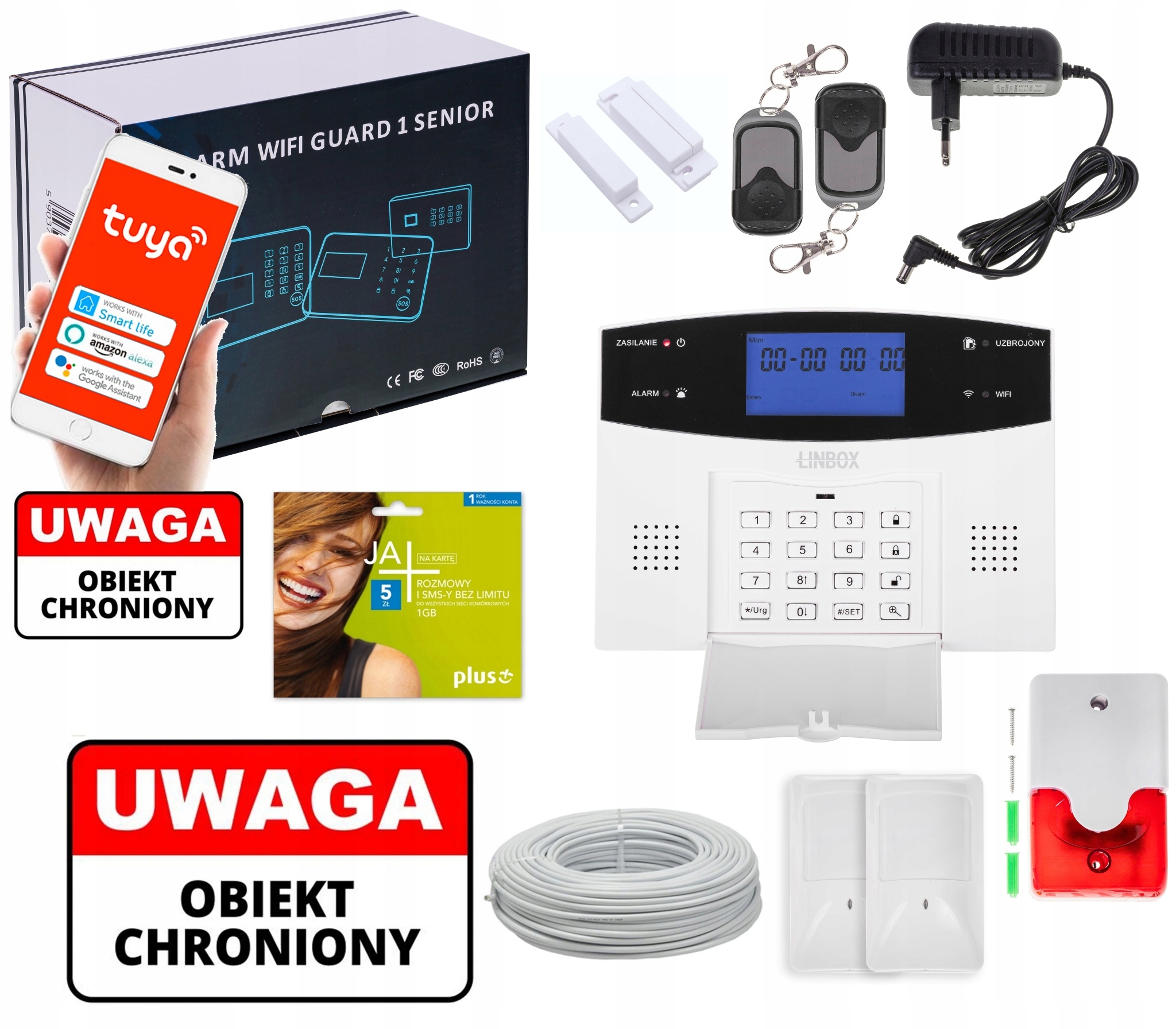 PRZEWODOWY ALARM GUARD 1 SENIOR LCD GSM WIFI TUYA