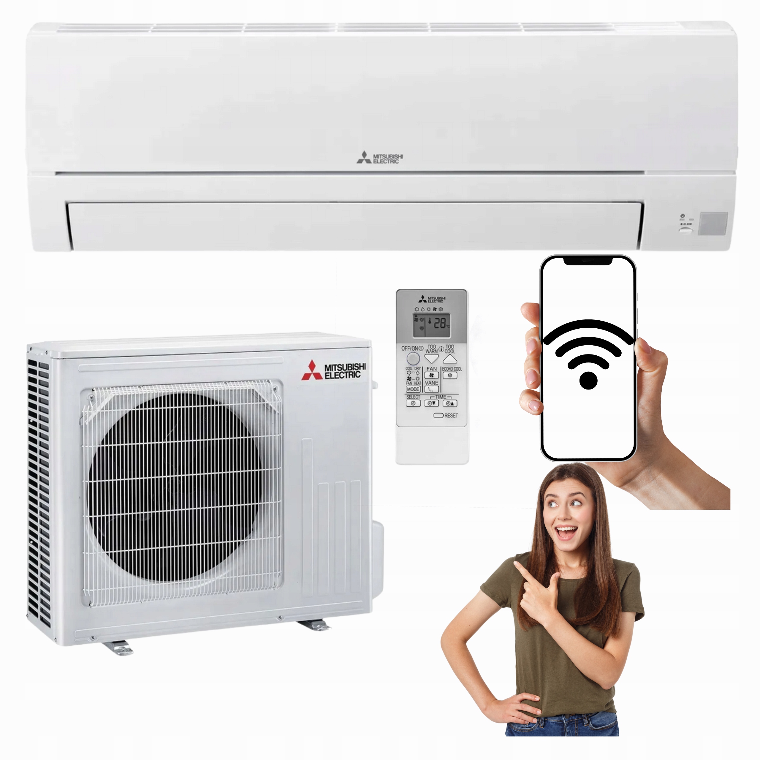 Nástenný klimatizátor Mitsubishi HR50 50 m2 Wifi Výkonný Tichý Do Domácnosti