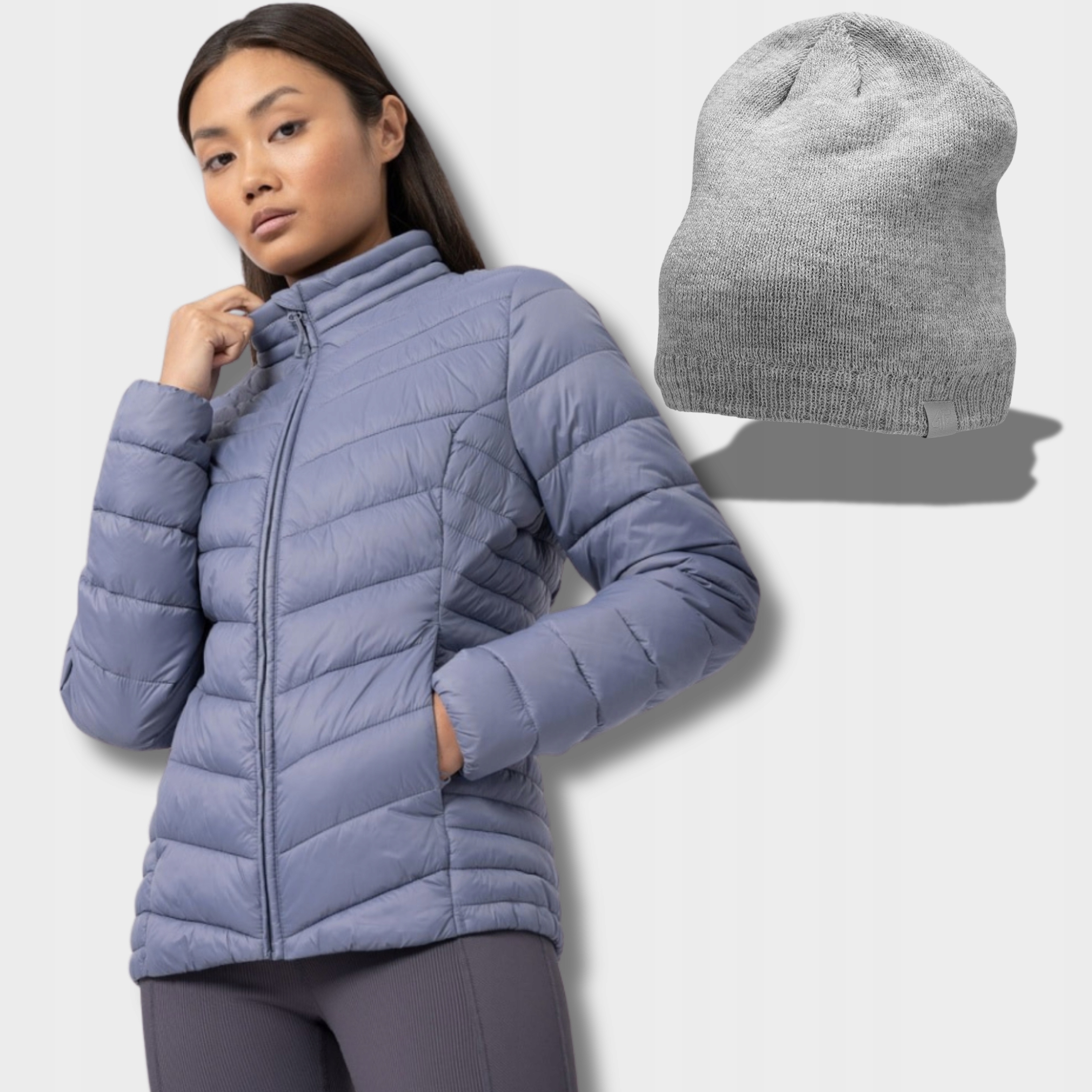 Dámská Prošívaná Přechodová Bunda 4F Módní Podzimní Péřová L Čepice