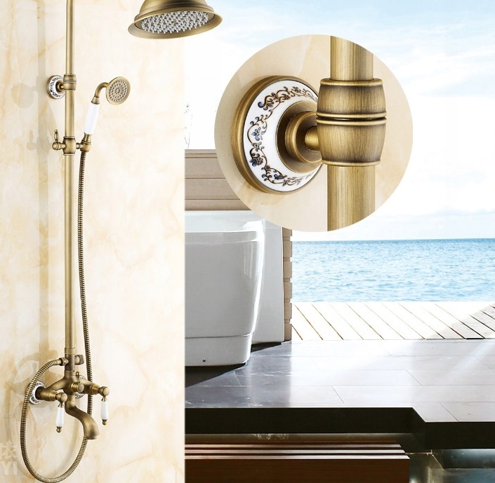 BATERIA WANNOWA RETRO DESZCZOWNICA ZŁOTA PRYSZNIC Marka Royal Sanitary