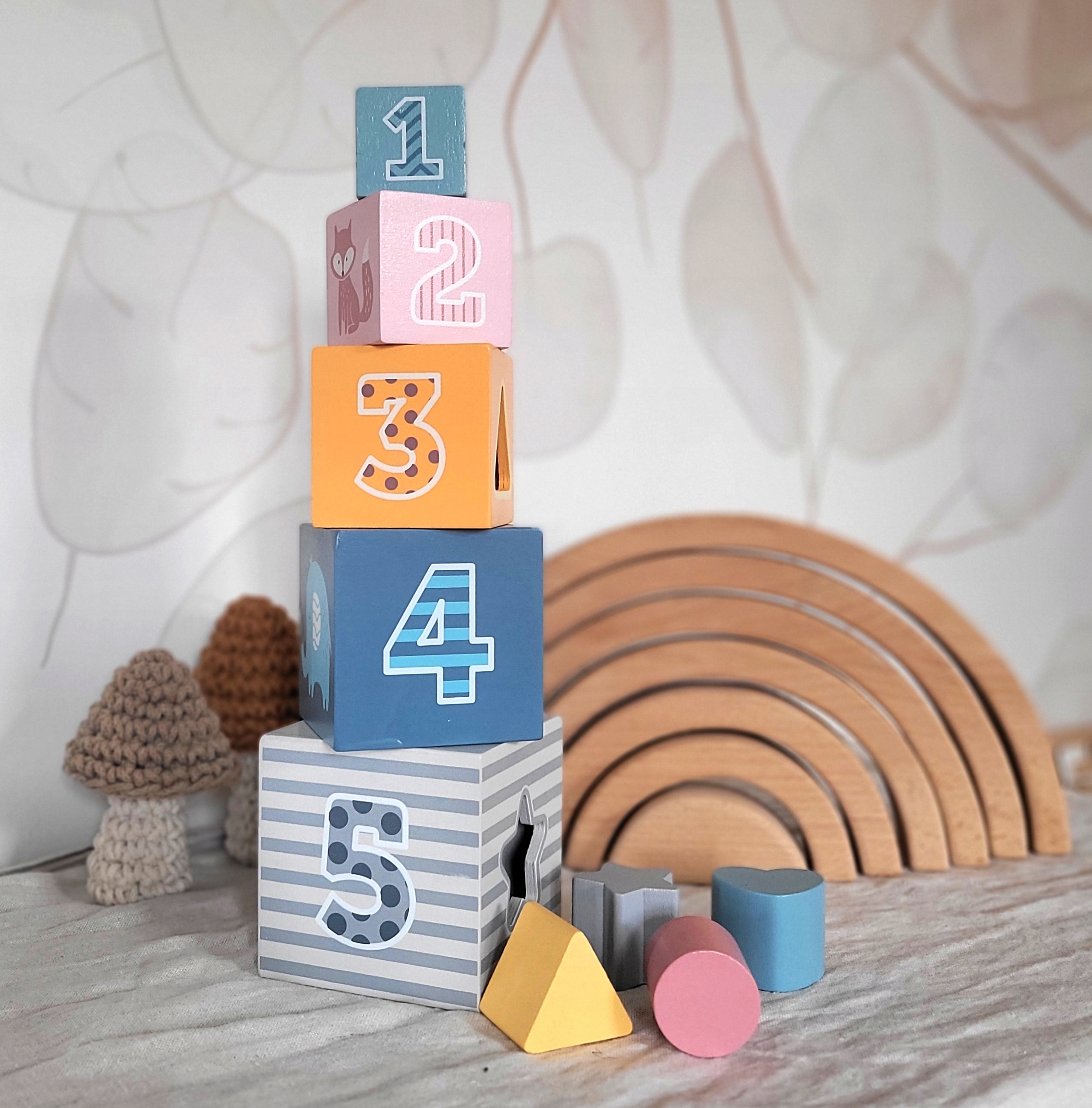 VIGA PolarB SORTER DREWNIANY UKŁADANKA EDUKACYJNA KLOCKI PIRAMIDKA CYFERKI Marka Viga