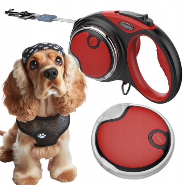 Levně Vodítko Pro Psa automatická Svinovací páska 4 m do 20 kg Dogness M Led Svítilna