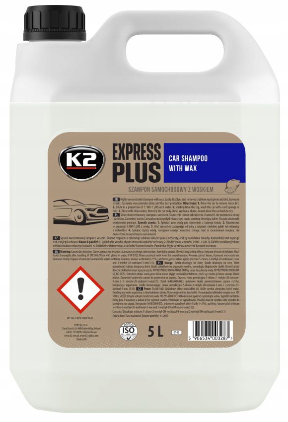 K2 Express Plus Szampon Samochodowy Z Woskiem 5L