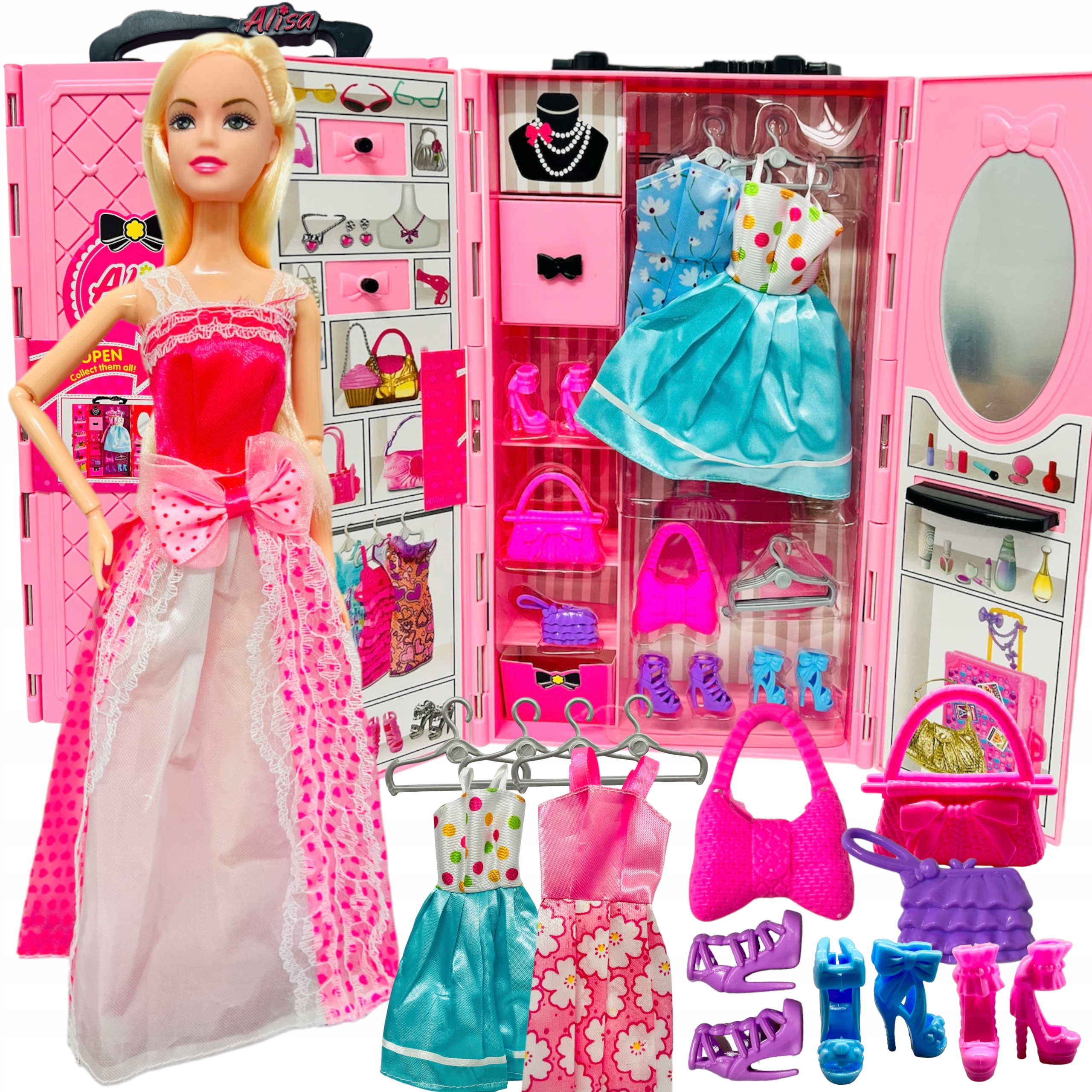 

Domek Dla Lalek +lalka Szafa Ubranka Garderoba XXL