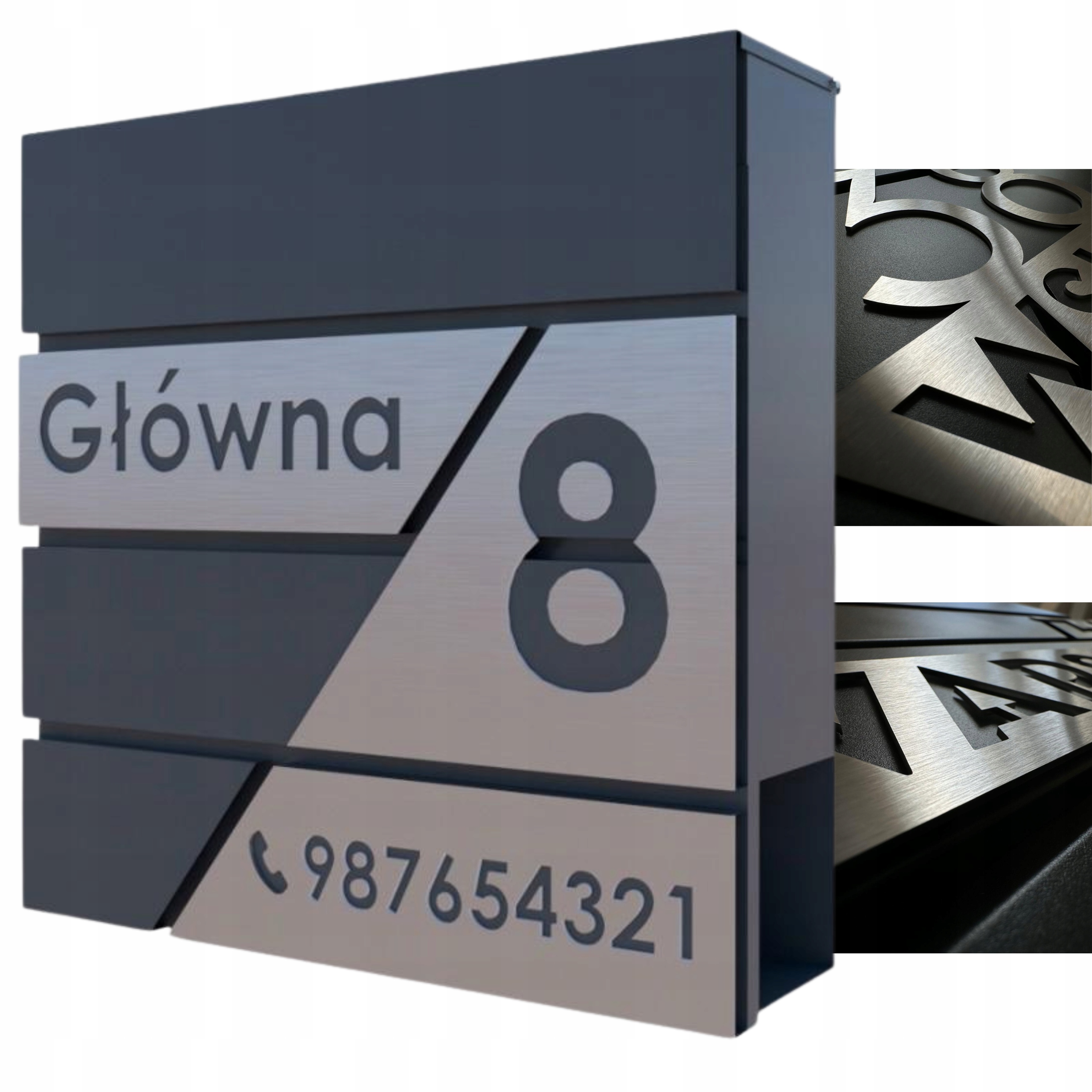 Veľká Poštová Schránka S Adresou Číslo (tabuľka Nerezová Oceľ (laser))