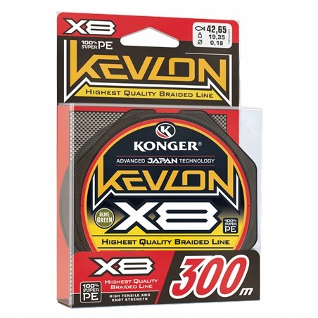 Plecionka Konger Kevlon X8 Olive Green 300m 0,20mm
