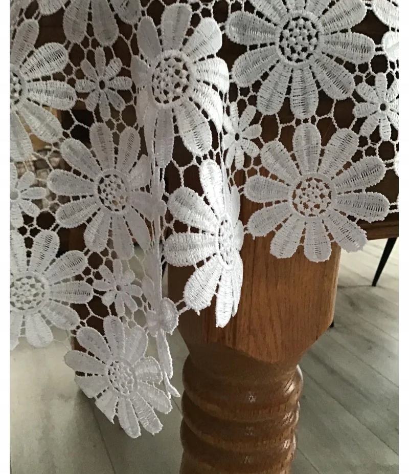 Obrus Z Gipiury Biały 150x220cm Cały Koronkowy