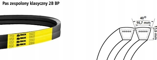 Pas klinowy zielony podwójny Bizon 2HB 5250 PAS NA ROZDRABNIACZ