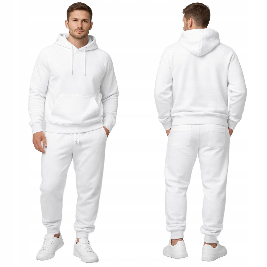 Teplákovka Pánský Bílý 100% Bavlna mikina s kapucí Jogger XXL