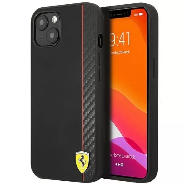 Etui Ferrari On Track Carbon Stripe na iPhone 13 mini czarne Ferrari