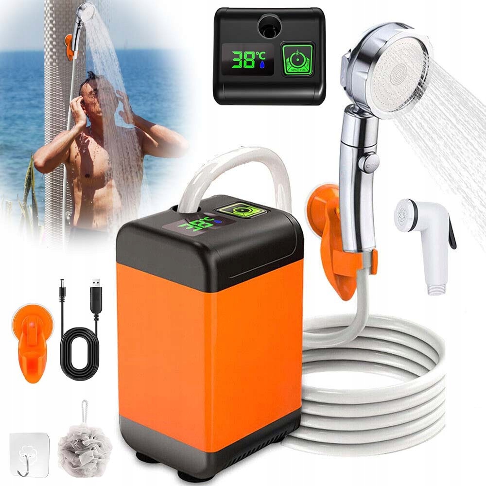6000MAH Přenosná Turistická Kempingová Sprcha S Elektrickou Pumpou A LCD