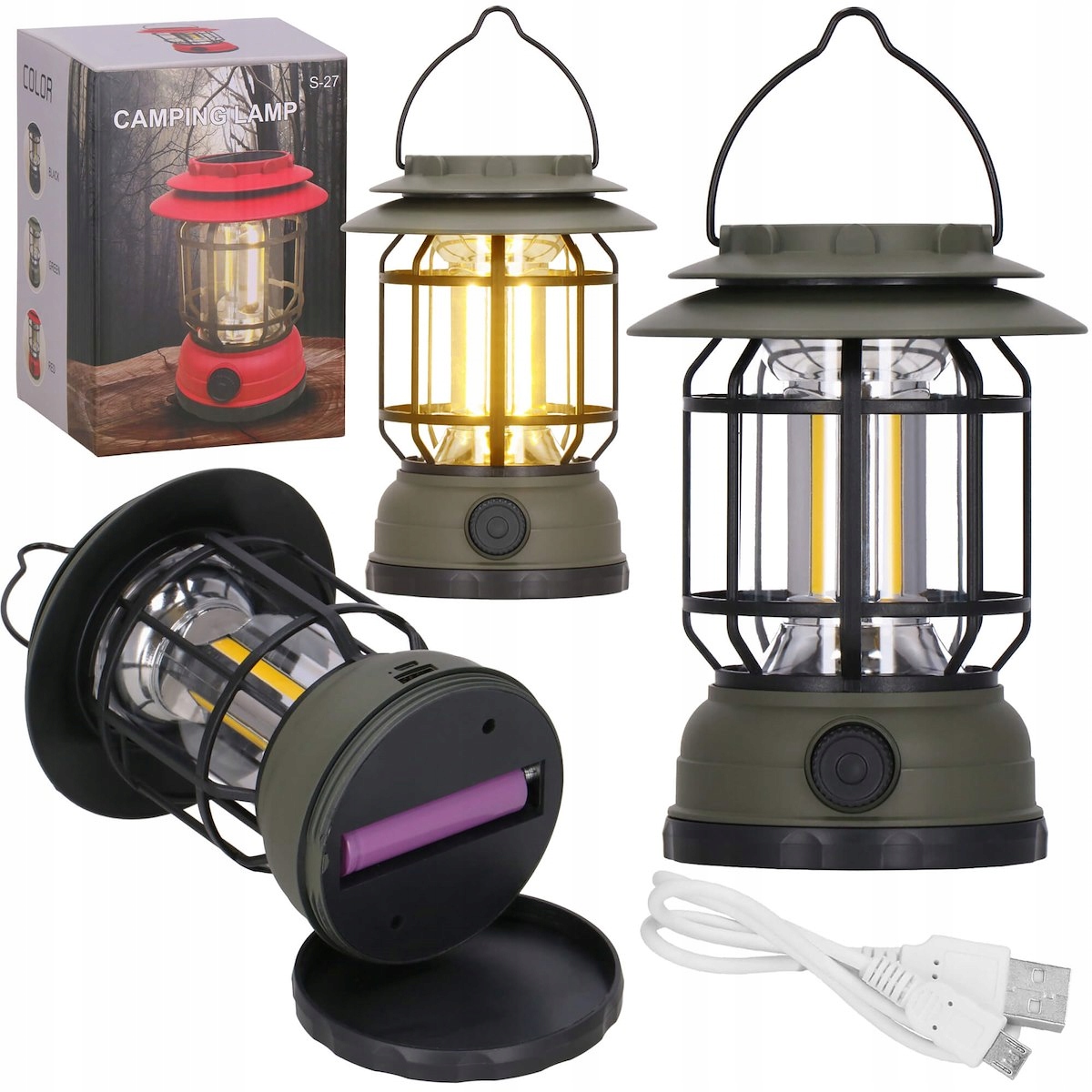 LAMPKA KEMPINGOWA TURYSTYCZNA LED LATARKA PODRĘCZNA Z HAKIEM DO POWIESZENIA Stan opakowania oryginalne