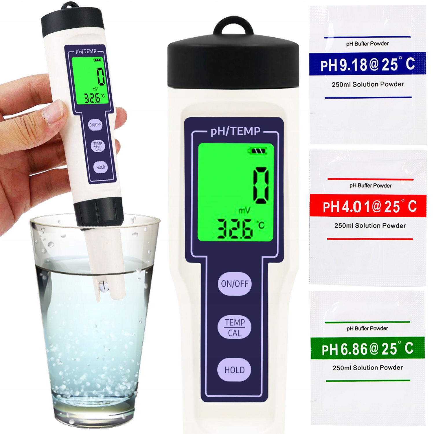 Měřič Ph Vody Kyselinoměr Tester Ph Vody Akvárium Bazénu Teplota 3V1