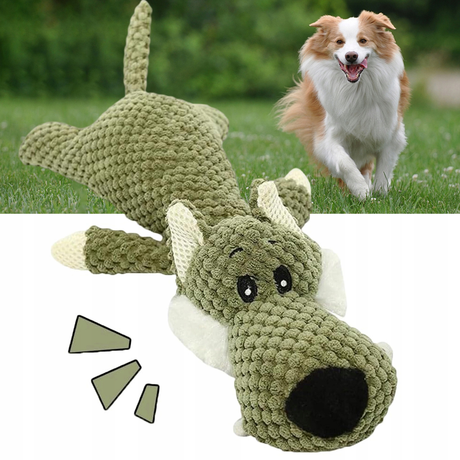 Levně Hračka Pro Psa A Kočku XXL Plyšová K Zousání Vycpávaná Zvířátko Pískátko Odolná Velká Vlk