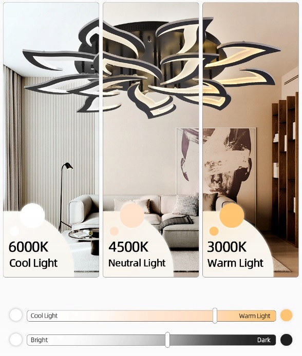 LAMPA SUFITOWA KWIAT LOTOSU ŻYRANDOL Led PILOT CZARNA Długość/wysokość 10 cm