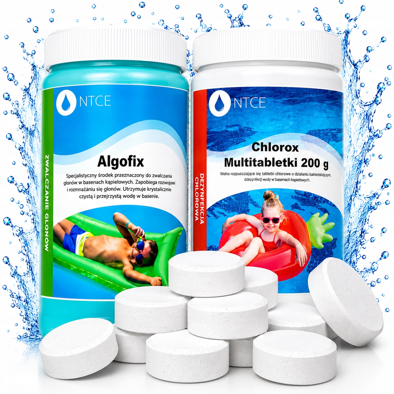 Zestaw Algofix Tabletki Chlorowe 200g 1kg Chemia Basenu Przeciw Glonom