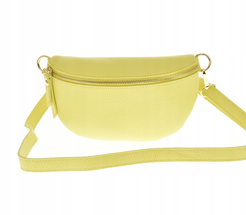 Kožená dámská kabelka ledvinka Vera Pelle žlutá kabelka přes rameno kůže