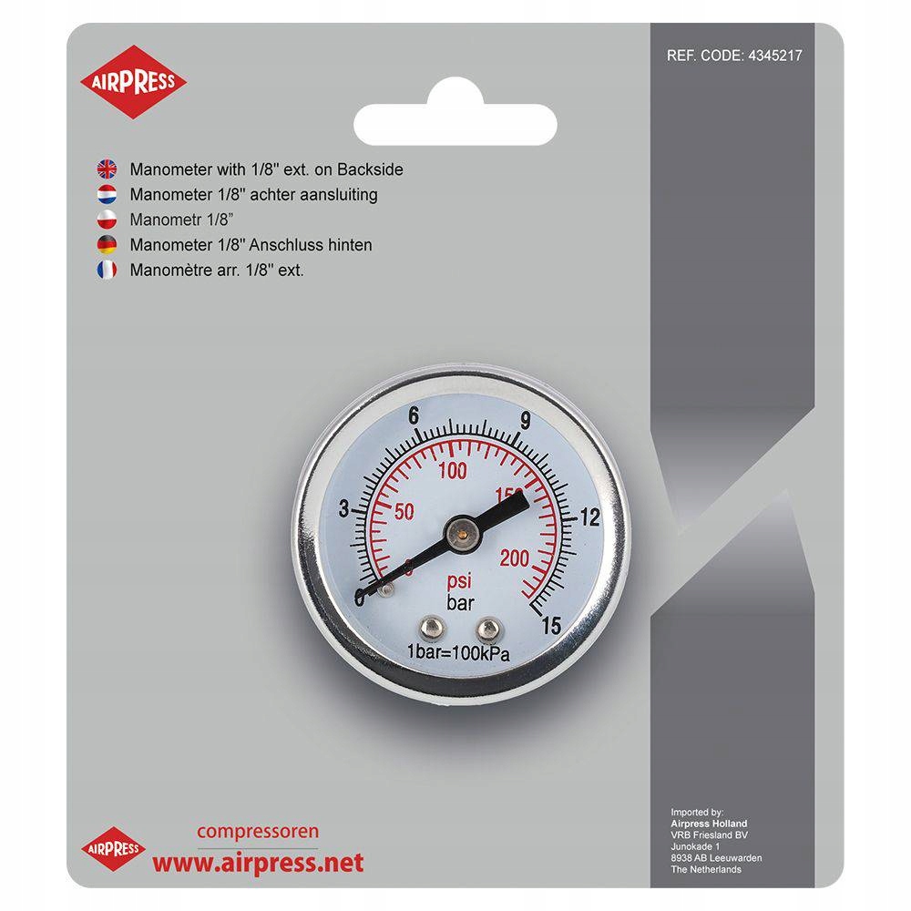

Airpress Manometr Do Kompresora 1/8 Tylnym Gwintem
