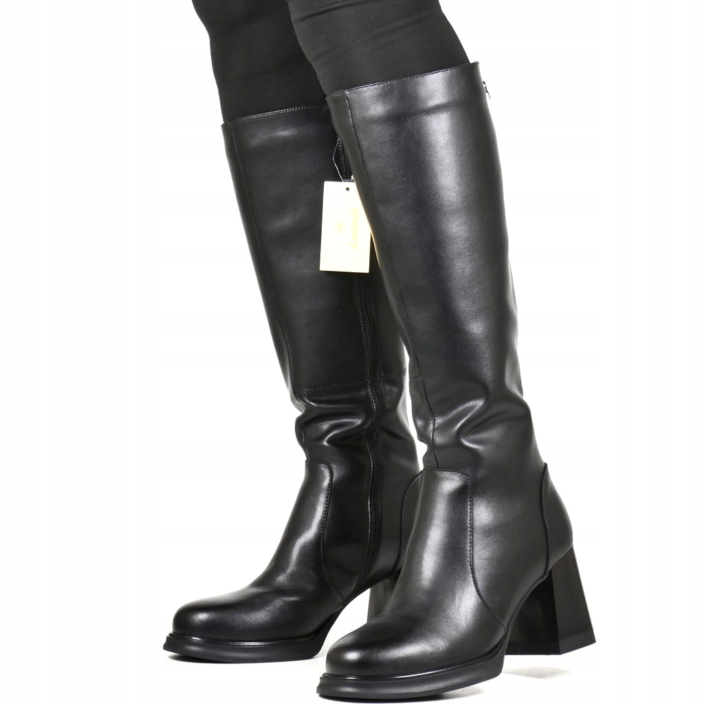 Černé Z Přírodní Kůže, Měkké Zimní Boty, Teplé Kozačky Ke Kolenům, Top