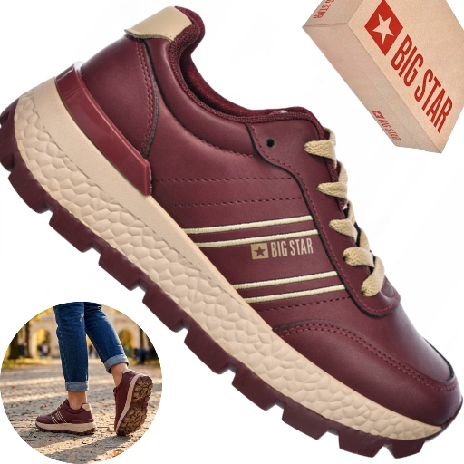 Dámské boty Big Star UU274041 vínové tenisky retro platforma lehké