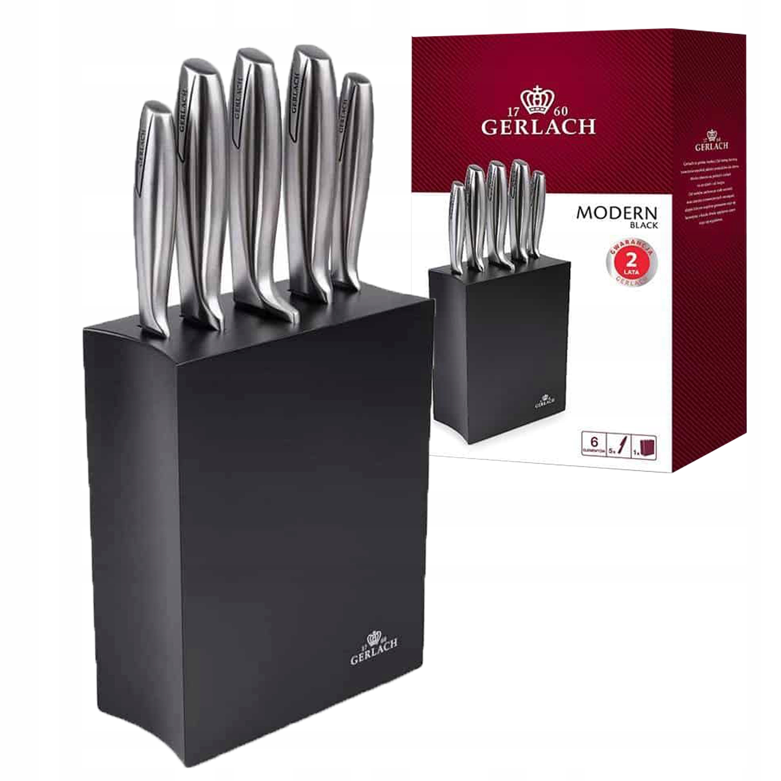 Gerlach Sada Nožov V Bloku 5ks Moderná Čierna