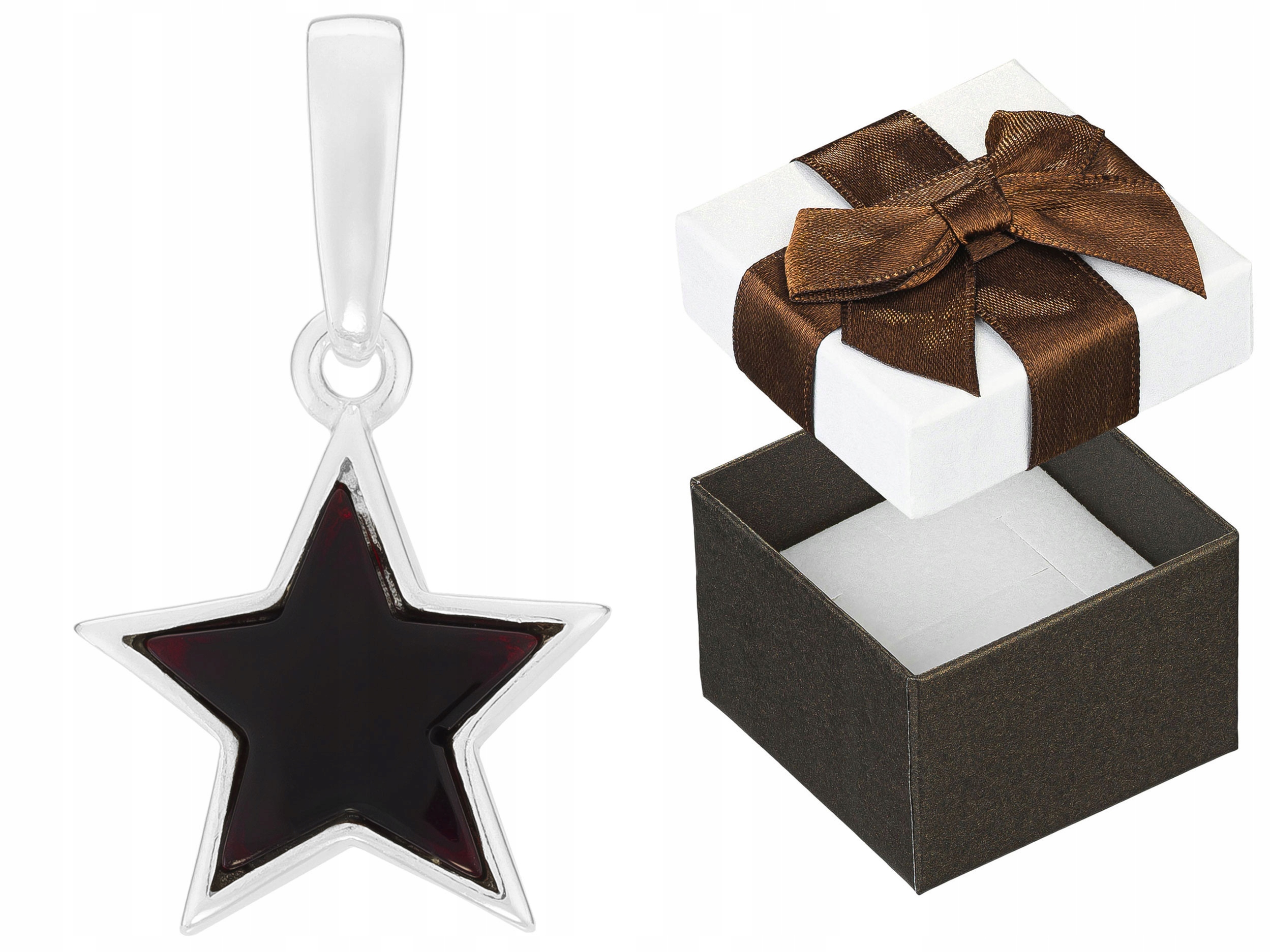 Stříbrný Přívěsek Hvězdička s jantarem Malý dámský přívěsek Hvězda Stříbro